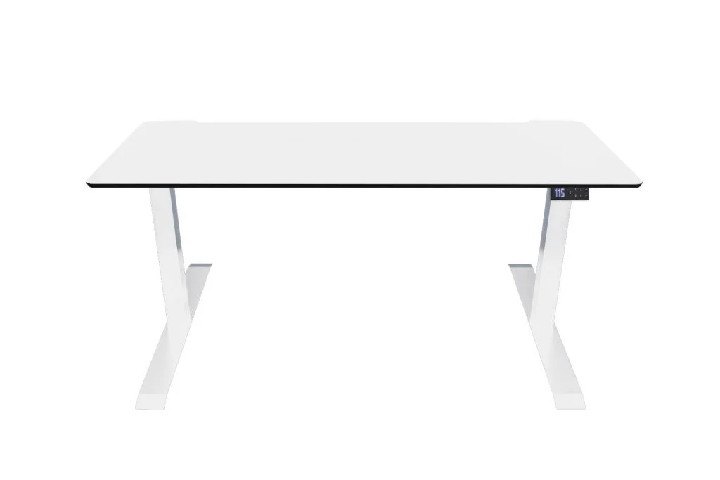 białe biurko elektryczne z blatem wysokiej jakości Mobiusdesk