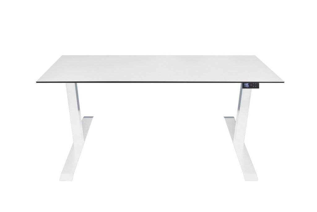 średniej wielkości biurko elektrycznie podnoszone w kolorze białym